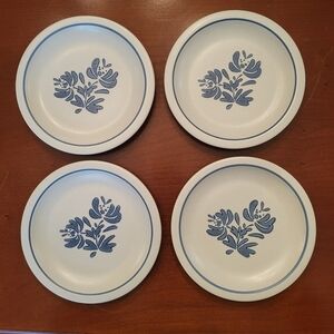 Set of 4 Pfaltzgraff Yorktown Salad Dessert Plates Dishes Blue Floral Gray